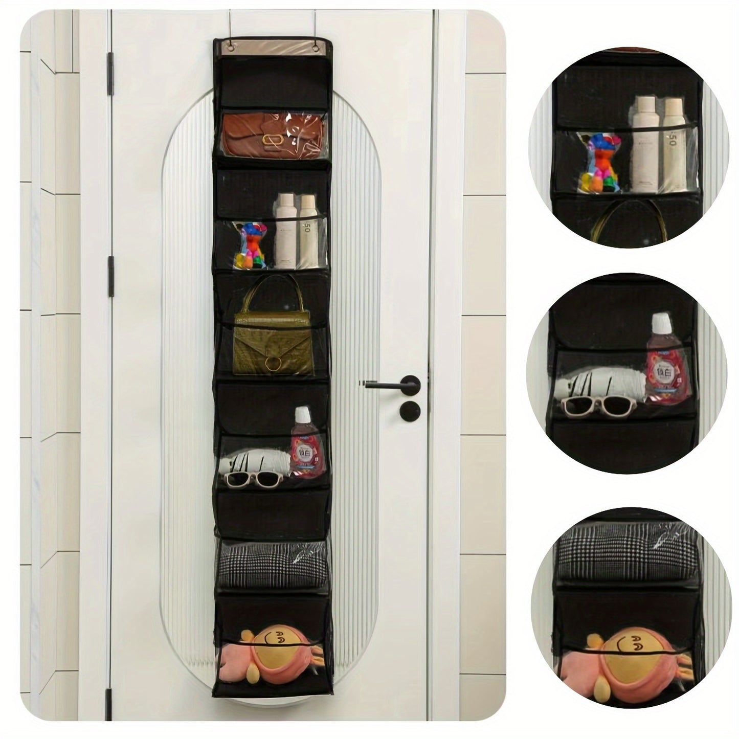 RIKOOI 1pc Multi-Functional Over Door Hanging Organizer for Caps, Shoes & Clothes – Perfect Home Storage Solution with Toy and Snack Pockets. Idea Gift Choice for Halloween or Christmas