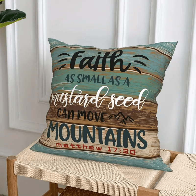 4pcs 17.7*17.7 Inches Modern Christian Faith Inspirational Scripture Pillow Covers - Printed With Zipper Closure, Pillow Cases For Sofa, Living Room, Bedroom, Office, Outdoor, Modern Farmhouse, Party Decoration & Home Decorat