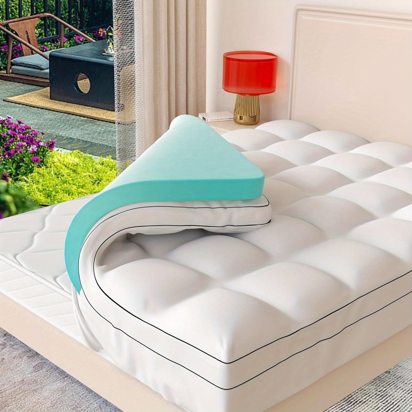Memory Foam Mattress Topper, Dual Layer Mattress Pad, 2 Inch Gel Memory Foam Plus 2 Inch Pillow Top Cover With 8-21 Inch Deep Pocket