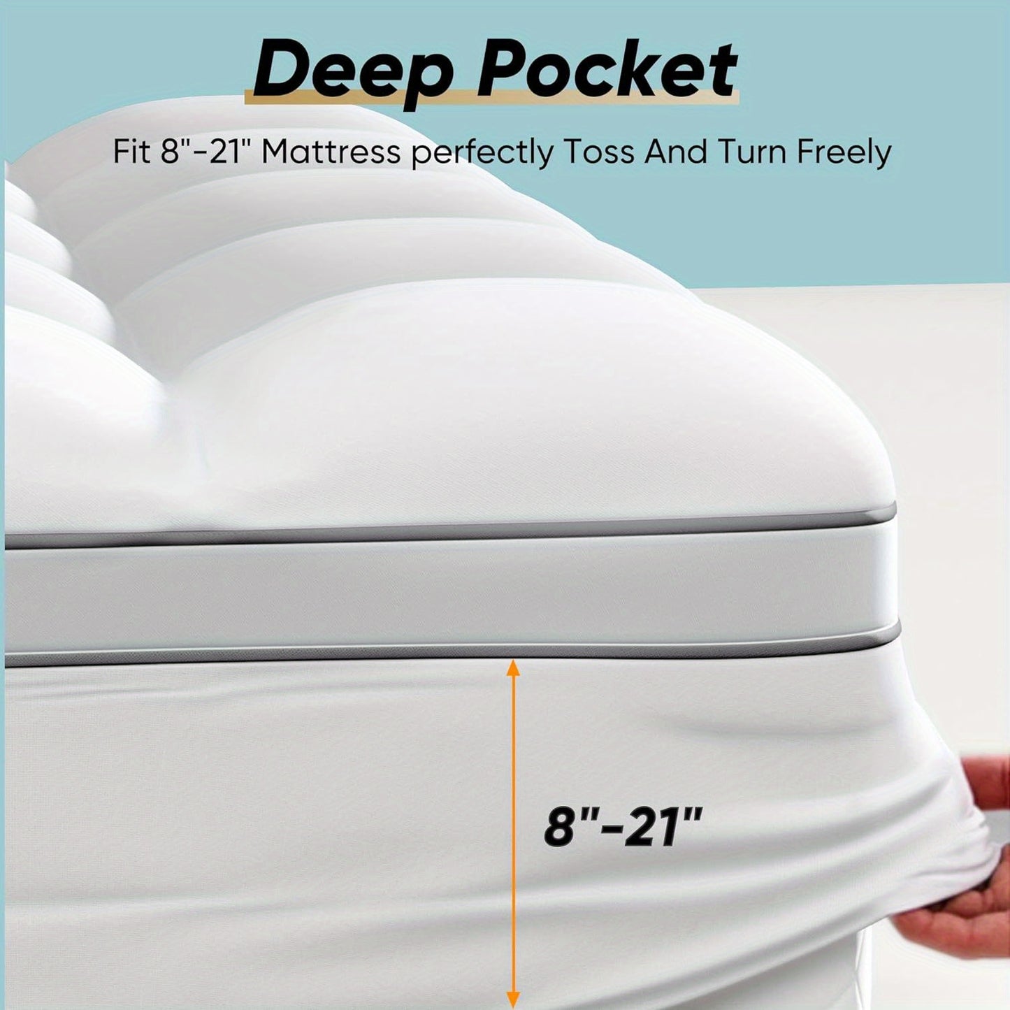 Memory Foam Mattress Topper, Dual Layer Mattress Pad, 2 Inch Gel Memory Foam Plus 2 Inch Pillow Top Cover With 8-21 Inch Deep Pocket
