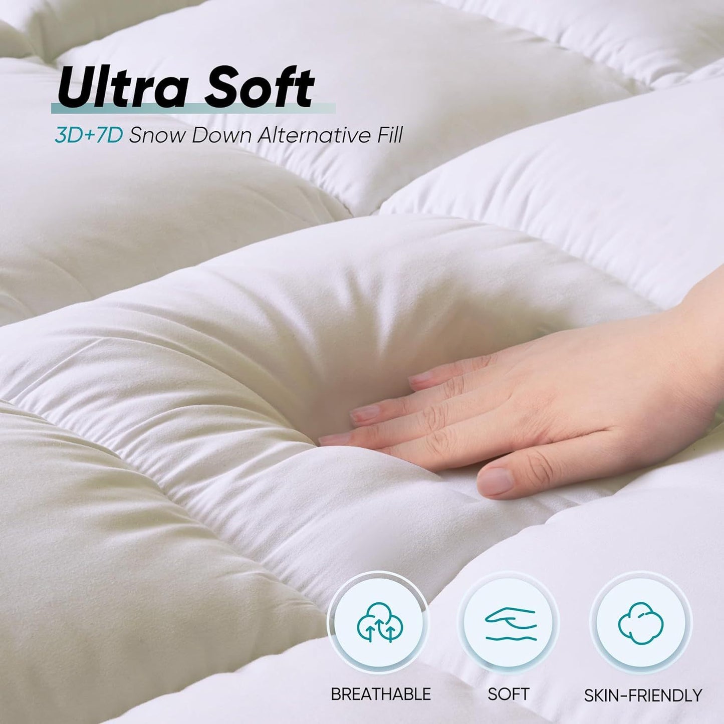 Memory Foam Mattress Topper, Dual Layer Mattress Pad, 2 Inch Gel Memory Foam Plus 2 Inch Pillow Top Cover With 8-21 Inch Deep Pocket