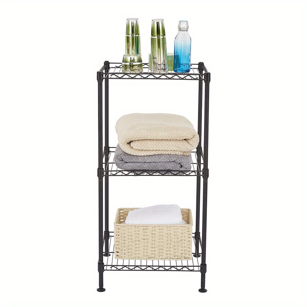 3-Tier Black Wire Shelving Tower