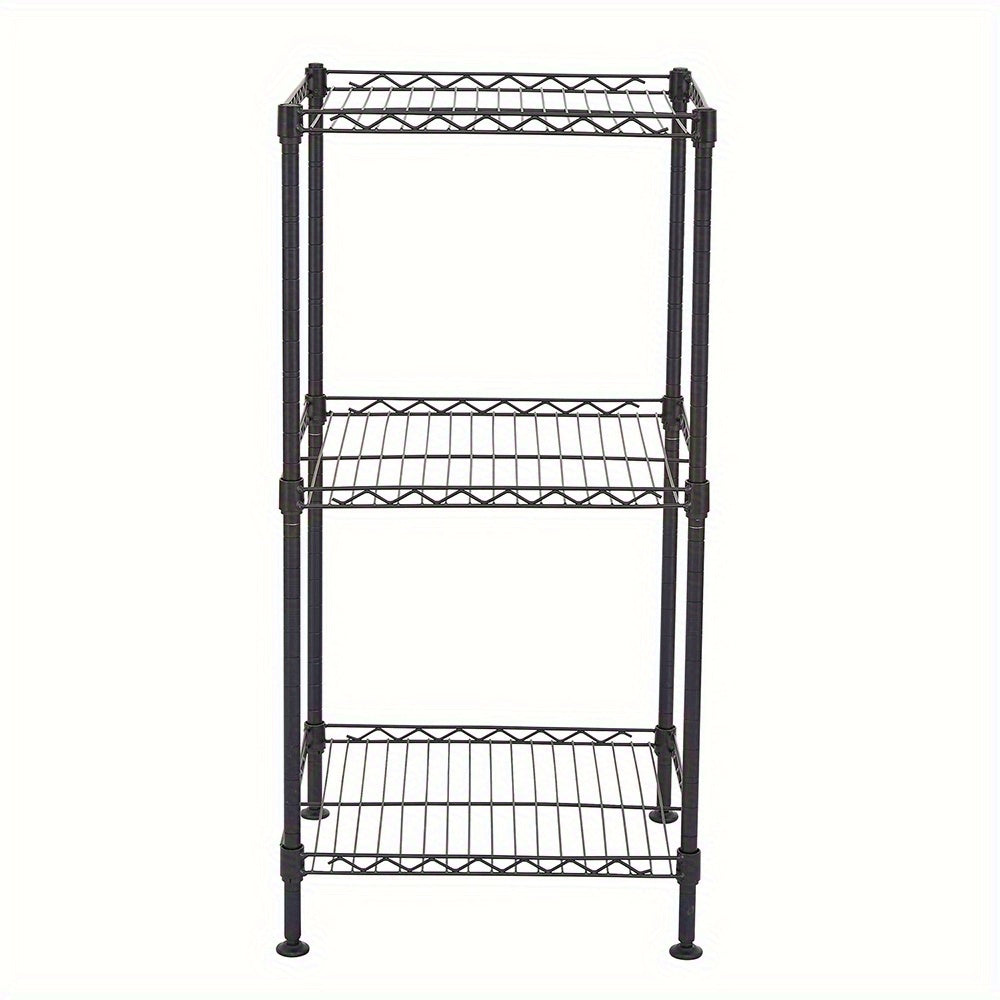 3-Tier Black Wire Shelving Tower