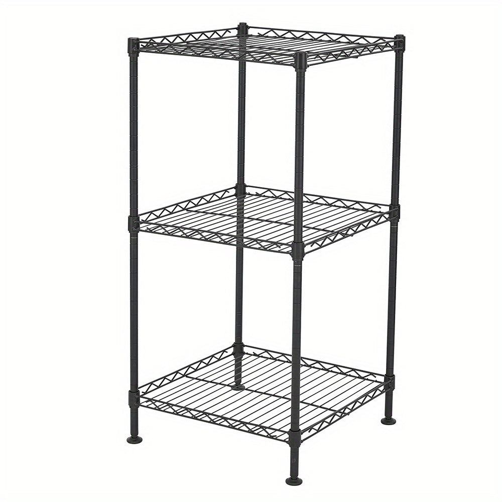 3-Tier Black Wire Shelving Tower