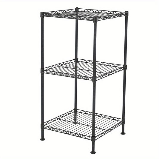 3-Tier Black Wire Shelving Tower