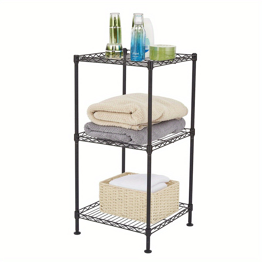 3-Tier Black Wire Shelving Tower