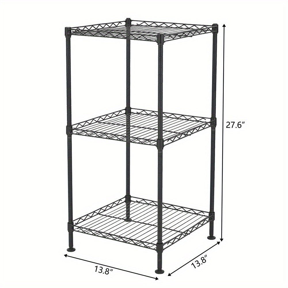 3-Tier Black Wire Shelving Tower