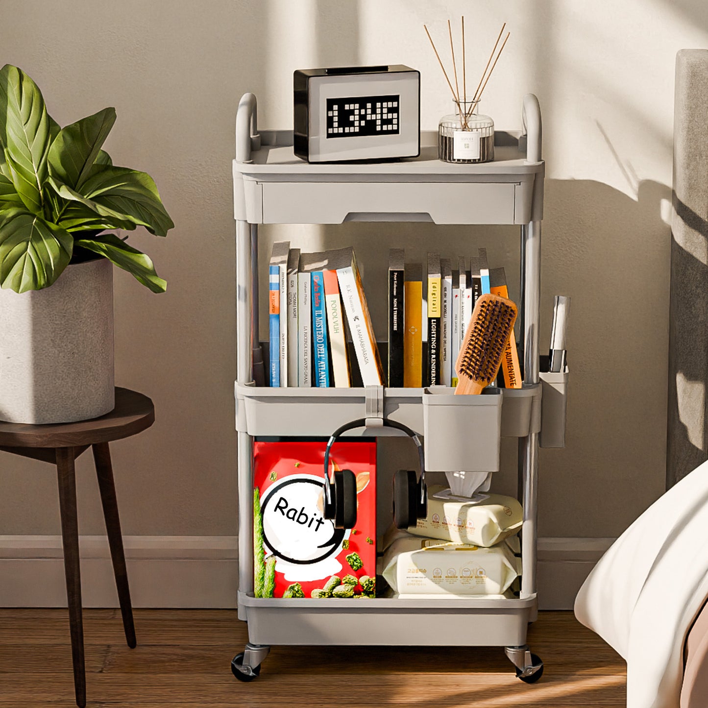 Practical Tool Rolling Cart with Drawers, Mobile Utility Cart with Lockable Casters, Storage Rack Organizing Cart, Easy to Assemble, Suitable for Homes, Bathrooms, Kitchens, Offices, Workshops, And Courtyards. Box, Cabinet, R