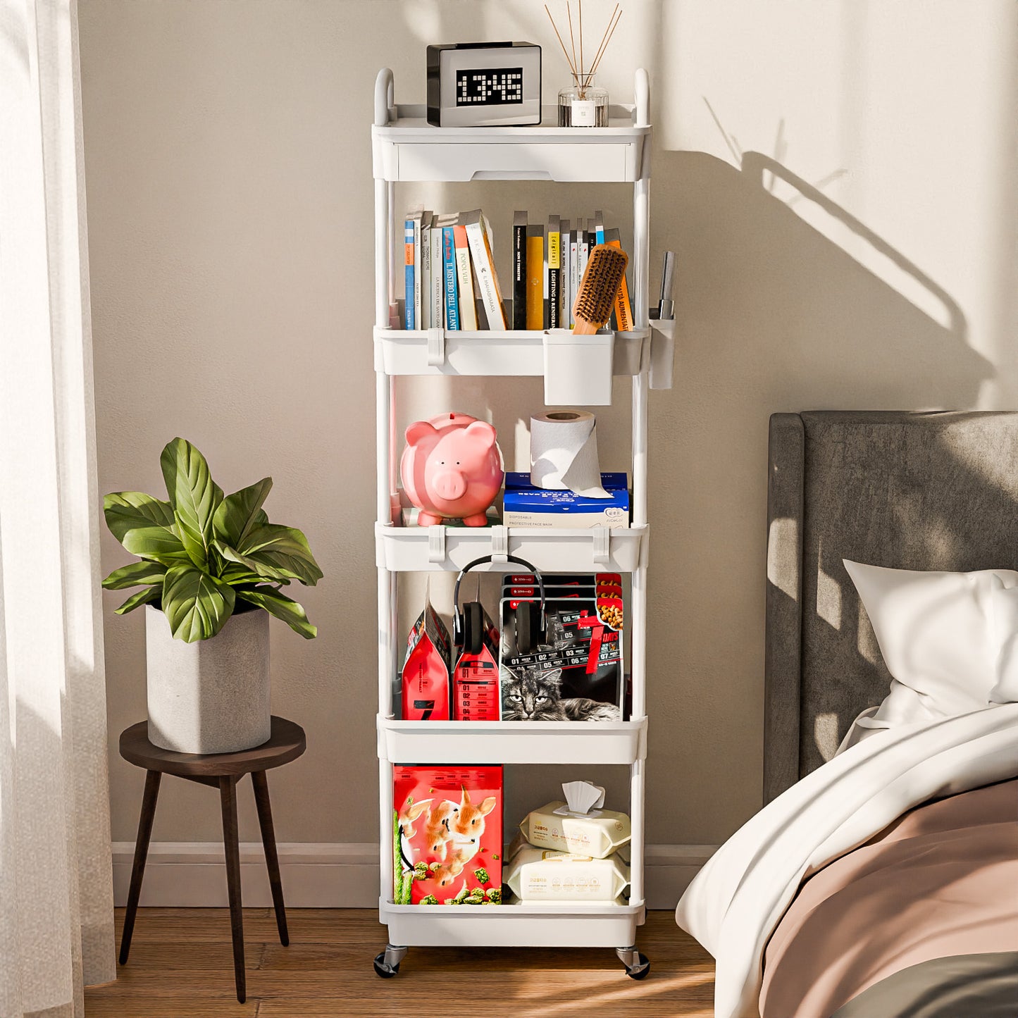 Practical Tool Rolling Cart with Drawers, Mobile Utility Cart with Lockable Casters, Storage Rack Organizing Cart, Easy to Assemble, Suitable for Homes, Bathrooms, Kitchens, Offices, Workshops, And Courtyards. Box, Cabinet, R