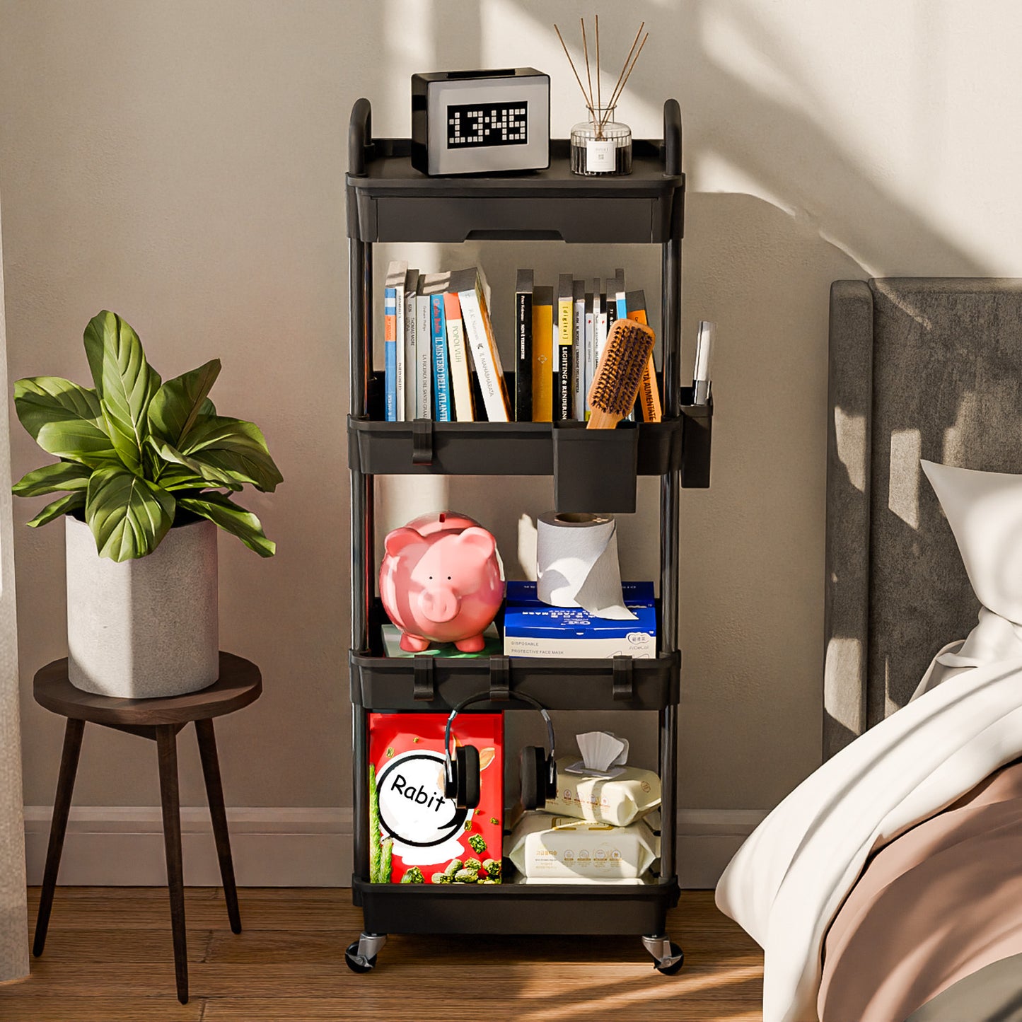 Practical Tool Rolling Cart with Drawers, Mobile Utility Cart with Lockable Casters, Storage Rack Organizing Cart, Easy to Assemble, Suitable for Homes, Bathrooms, Kitchens, Offices, Workshops, And Courtyards. Box, Cabinet, R
