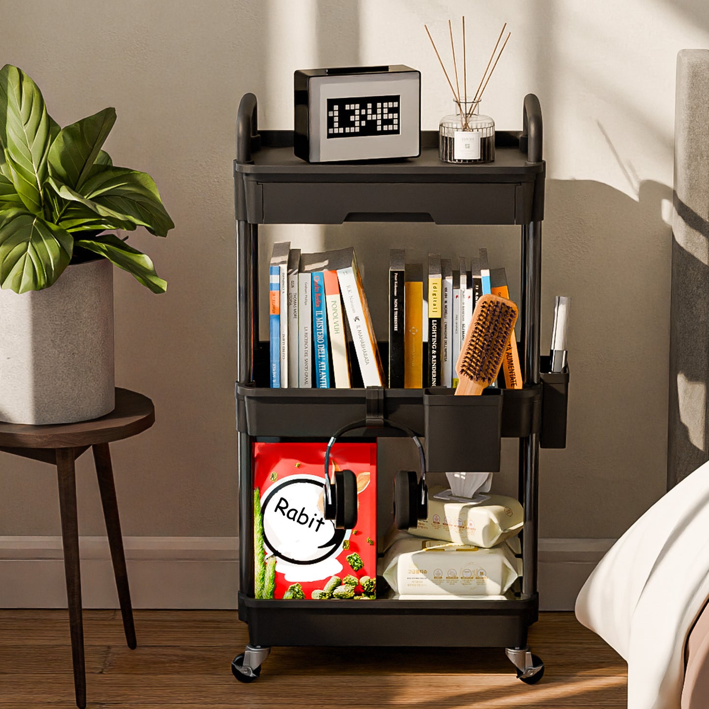 Practical Tool Rolling Cart with Drawers, Mobile Utility Cart with Lockable Casters, Storage Rack Organizing Cart, Easy to Assemble, Suitable for Homes, Bathrooms, Kitchens, Offices, Workshops, And Courtyards. Box, Cabinet, R