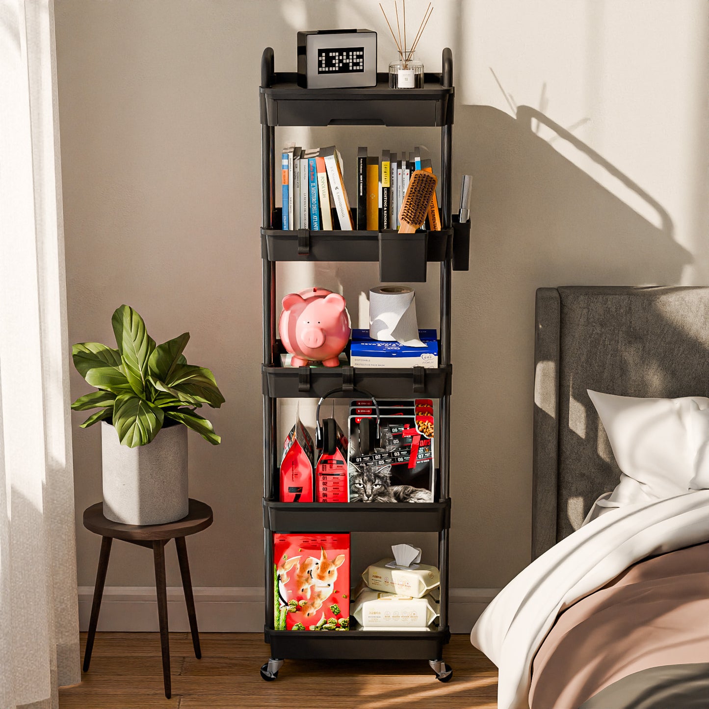 Practical Tool Rolling Cart with Drawers, Mobile Utility Cart with Lockable Casters, Storage Rack Organizing Cart, Easy to Assemble, Suitable for Homes, Bathrooms, Kitchens, Offices, Workshops, And Courtyards. Box, Cabinet, R