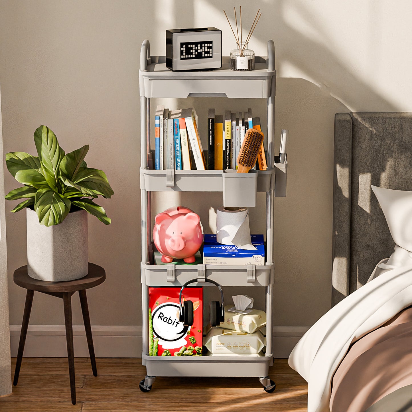 Practical Tool Rolling Cart with Drawers, Mobile Utility Cart with Lockable Casters, Storage Rack Organizing Cart, Easy to Assemble, Suitable for Homes, Bathrooms, Kitchens, Offices, Workshops, And Courtyards. Box, Cabinet, R