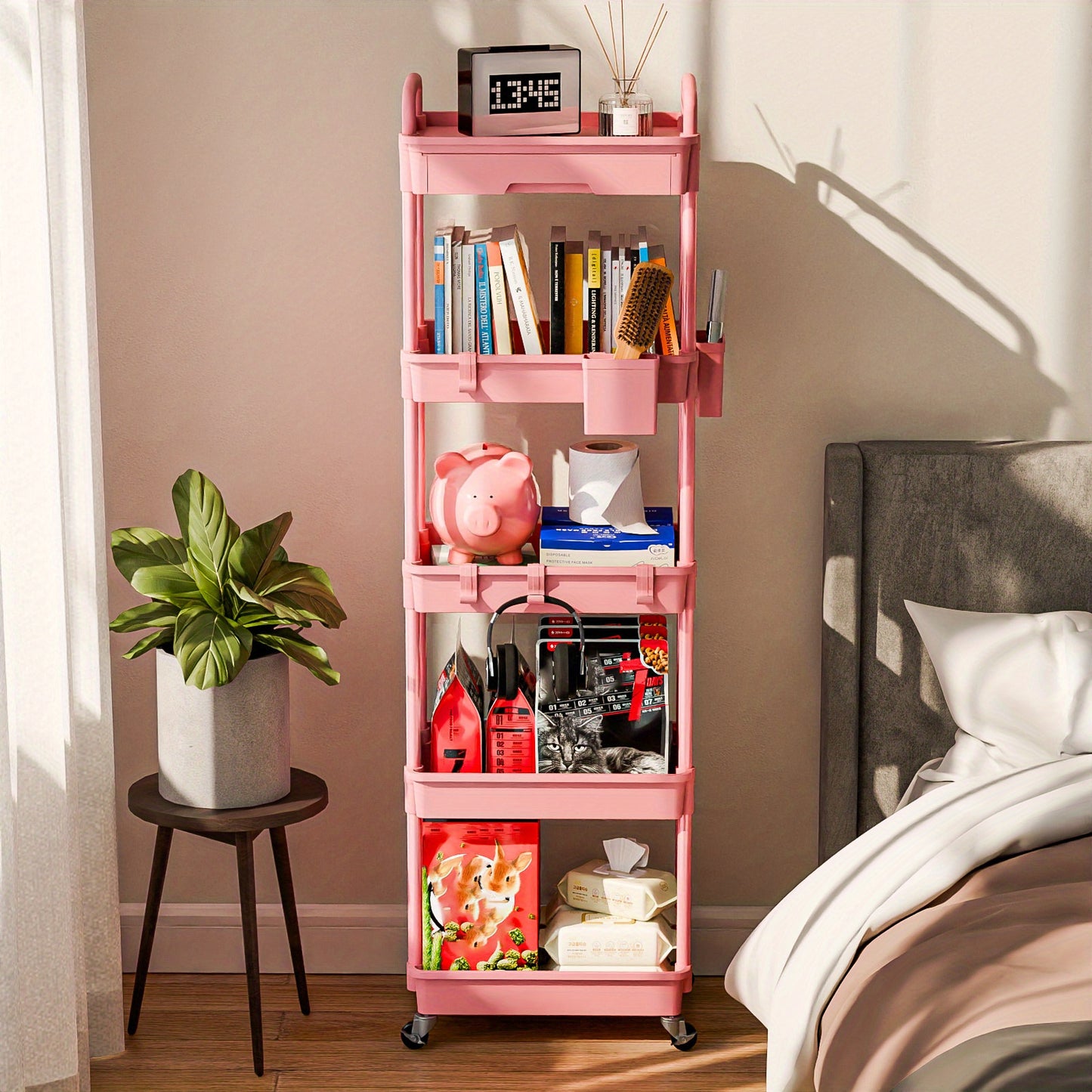 Practical Tool Rolling Cart with Drawers, Mobile Utility Cart with Lockable Casters, Storage Rack Organizing Cart, Easy to Assemble, Suitable for Homes, Bathrooms, Kitchens, Offices, Workshops, And Courtyards. Box, Cabinet, R