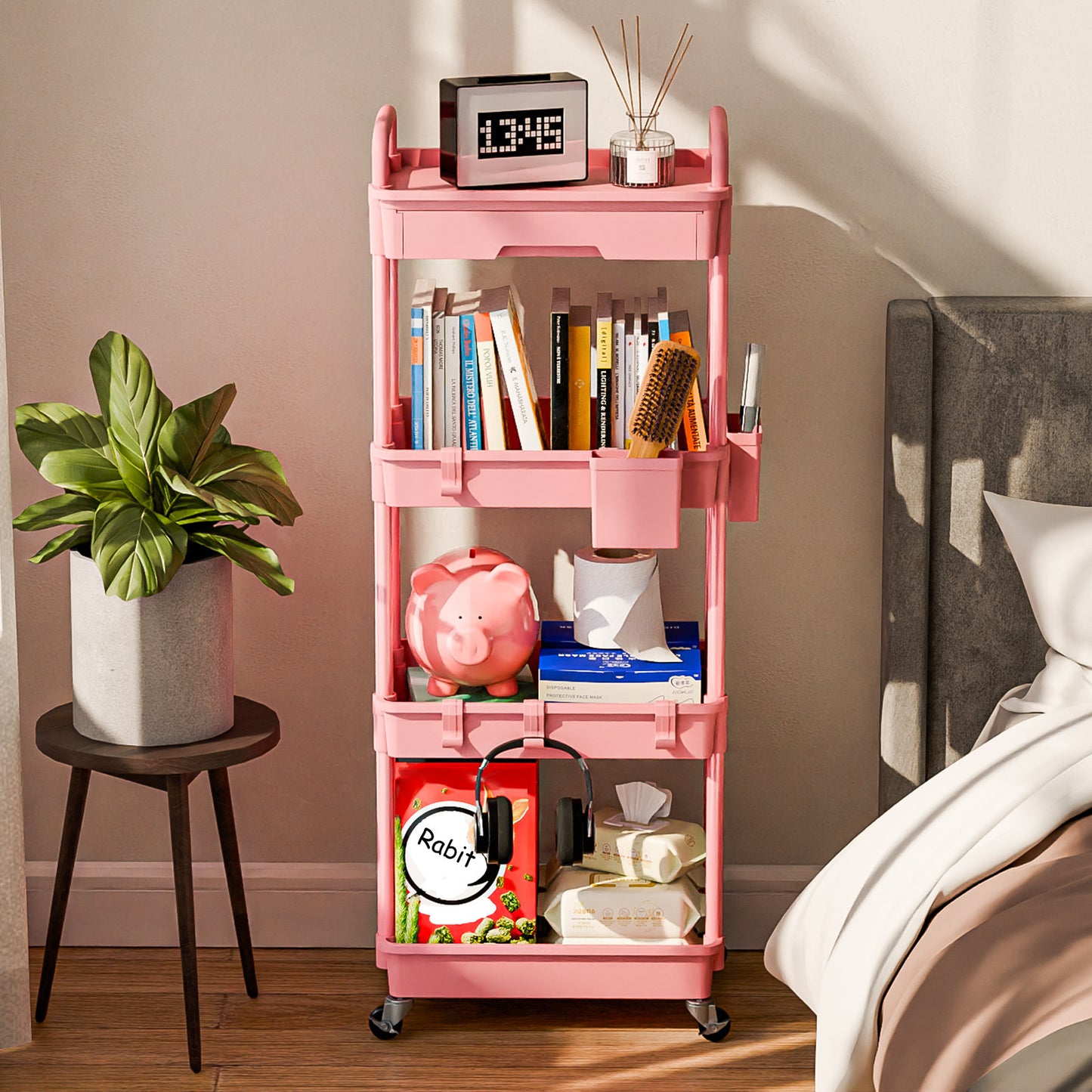 Practical Tool Rolling Cart with Drawers, Mobile Utility Cart with Lockable Casters, Storage Rack Organizing Cart, Easy to Assemble, Suitable for Homes, Bathrooms, Kitchens, Offices, Workshops, And Courtyards. Box, Cabinet, R