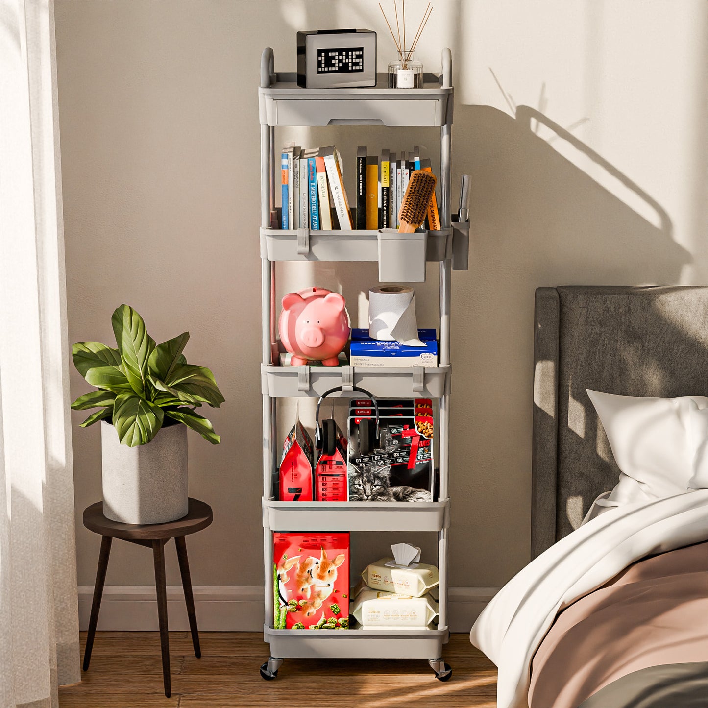 Practical Tool Rolling Cart with Drawers, Mobile Utility Cart with Lockable Casters, Storage Rack Organizing Cart, Easy to Assemble, Suitable for Homes, Bathrooms, Kitchens, Offices, Workshops, And Courtyards. Box, Cabinet, R