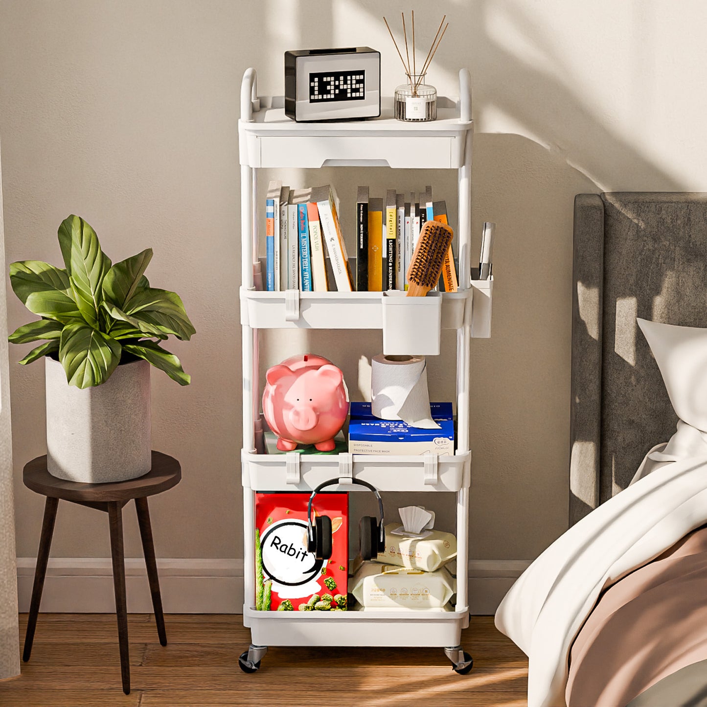 Practical Tool Rolling Cart with Drawers, Mobile Utility Cart with Lockable Casters, Storage Rack Organizing Cart, Easy to Assemble, Suitable for Homes, Bathrooms, Kitchens, Offices, Workshops, And Courtyards. Box, Cabinet, R