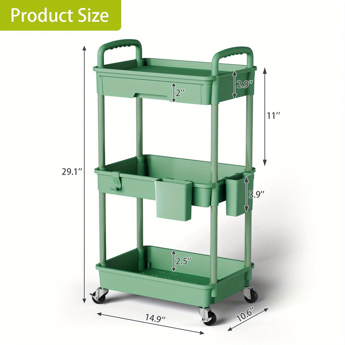 Practical Tool Rolling Cart with Drawers, Mobile Utility Cart with Lockable Casters, Storage Rack Organizing Cart, Easy to Assemble, Suitable for Homes, Bathrooms, Kitchens, Offices, Workshops, And Courtyards. Box, Cabinet, R