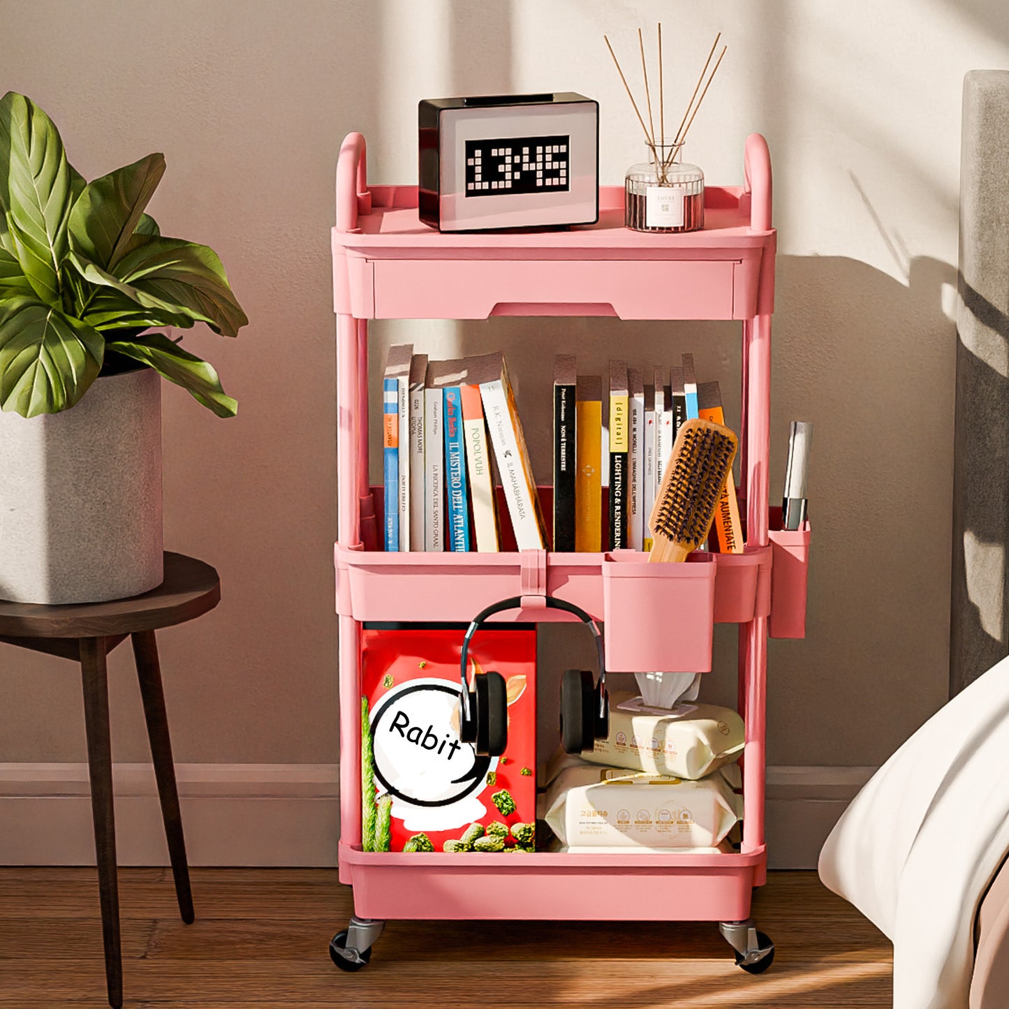 Practical Tool Rolling Cart with Drawers, Mobile Utility Cart with Lockable Casters, Storage Rack Organizing Cart, Easy to Assemble, Suitable for Homes, Bathrooms, Kitchens, Offices, Workshops, And Courtyards. Box, Cabinet, R