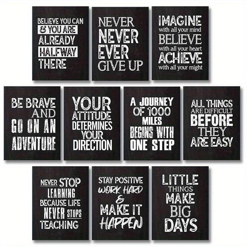 Set of 6 Inspirational Quotes - 8x10 Inch Unframed Paper Art Prints | Motivational Wall Posters for Classroom, Office, Living Room Decor