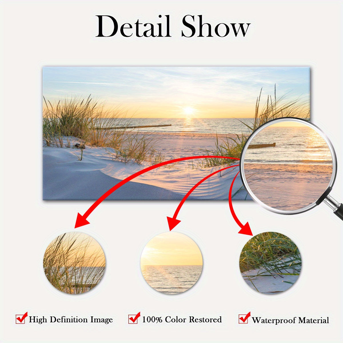 [2D Flat] 1pc Wooden Framed Canvas, Art Style, Beach View, Art for Home Decoration, Pattern Wall Art Decor, Halloween Christmas Gift, for Living Room, Bedroom, Office, Restaurant, Bar Wall Decor, Waterproof, Odorless, Paintin