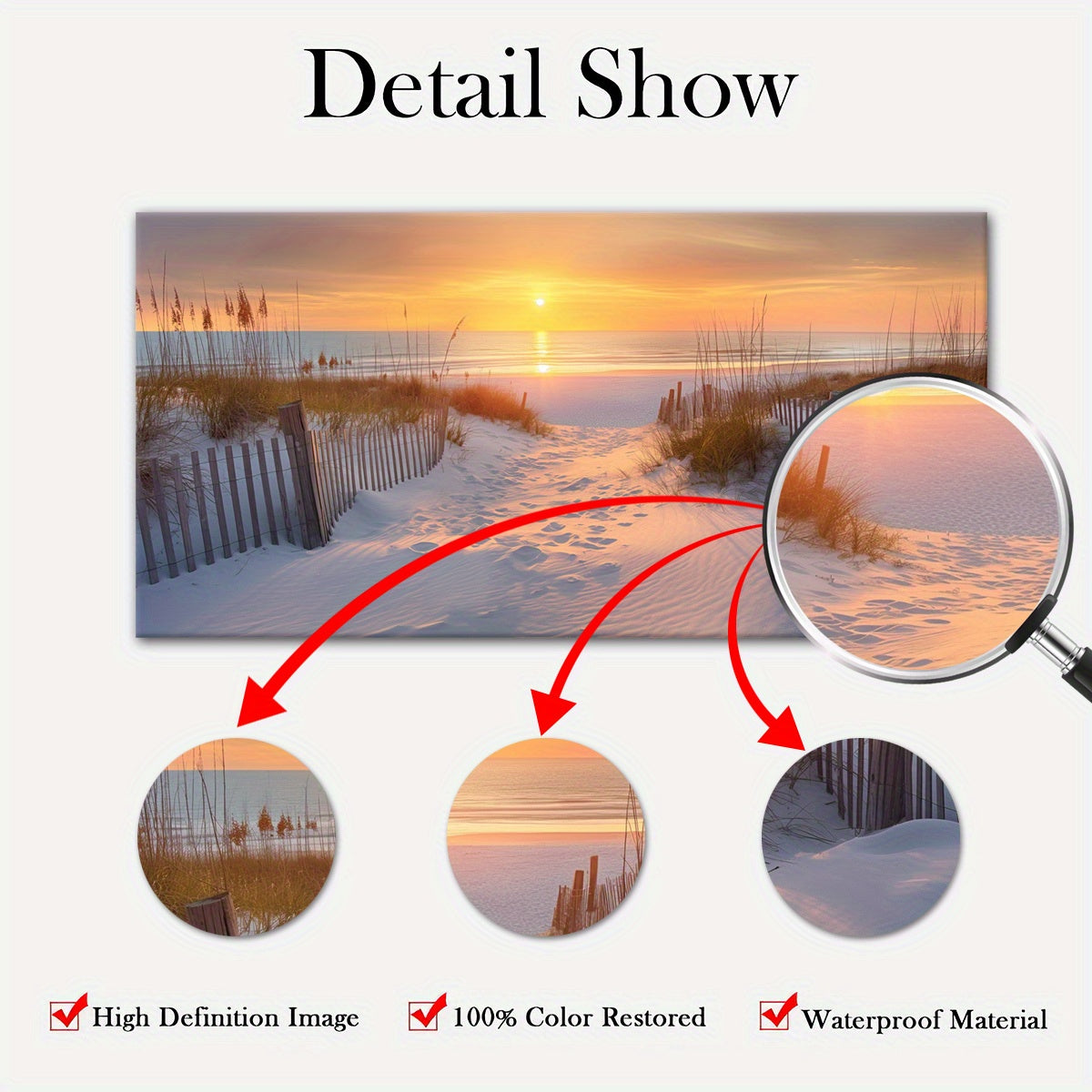 [2D Flat] 1pc Wooden Framed Canvas, Art Style, Beach View, Art for Home Decoration, Pattern Wall Art Decor, Halloween Christmas Gift, for Living Room, Bedroom, Office, Restaurant, Bar Wall Decor, Waterproof, Odorless, Paintin