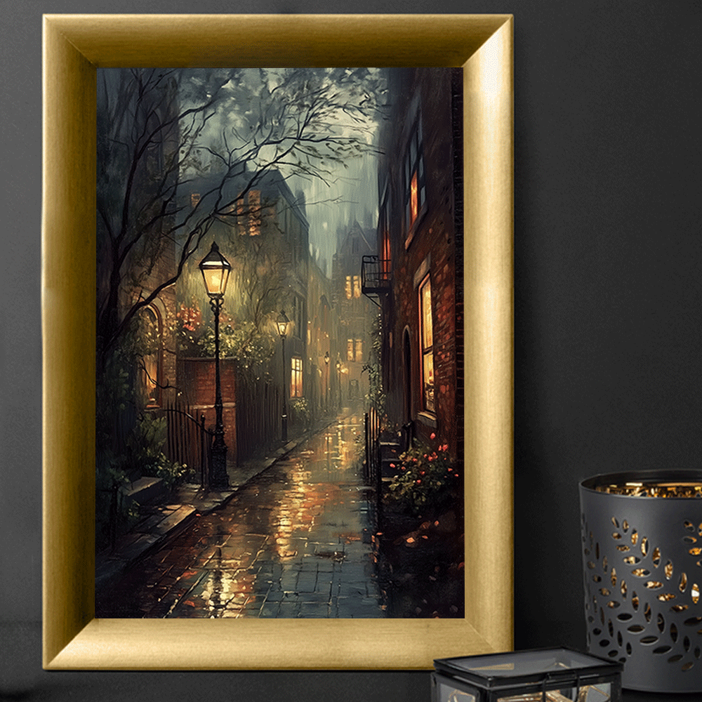 1pc Art Deco Classic Modern Unframed Canvas Wall Art - 15.7x23.6 inch Vertical Street Cityscape Poster for Living Room, Bedroom, Office, Cafe, Bar, Dorm Decor - Indoor Seasonal Art Print for Spring & Summer