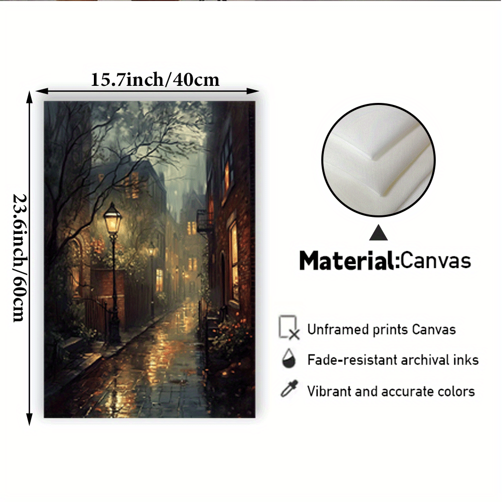 1pc Art Deco Classic Modern Unframed Canvas Wall Art - 15.7x23.6 inch Vertical Street Cityscape Poster for Living Room, Bedroom, Office, Cafe, Bar, Dorm Decor - Indoor Seasonal Art Print for Spring & Summer