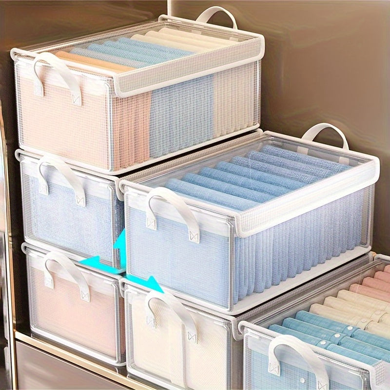 A Set of 5pcs Foldable Bed Bottom Storage Box with Lid - Durable Clothing Container with Detachable Lining, Stackable High Quality, Suitable for Pants, T-shirts, Socks, and Accessories