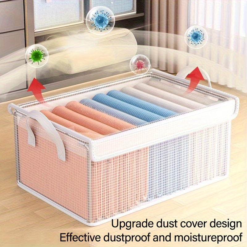A Set of 5pcs Foldable Bed Bottom Storage Box with Lid - Durable Clothing Container with Detachable Lining, Stackable High Quality, Suitable for Pants, T-shirts, Socks, and Accessories