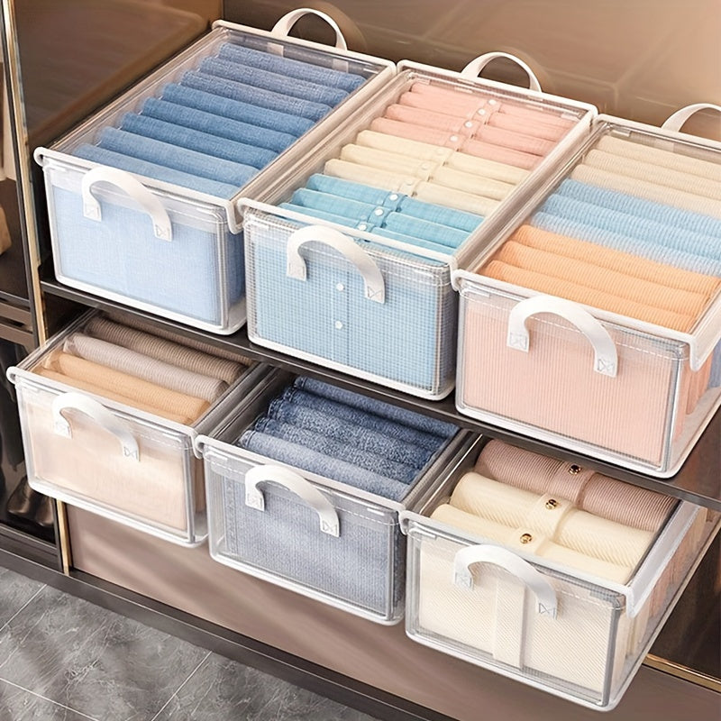 A Set of 5pcs Foldable Bed Bottom Storage Box with Lid - Durable Clothing Container with Detachable Lining, Stackable High Quality, Suitable for Pants, T-shirts, Socks, and Accessories