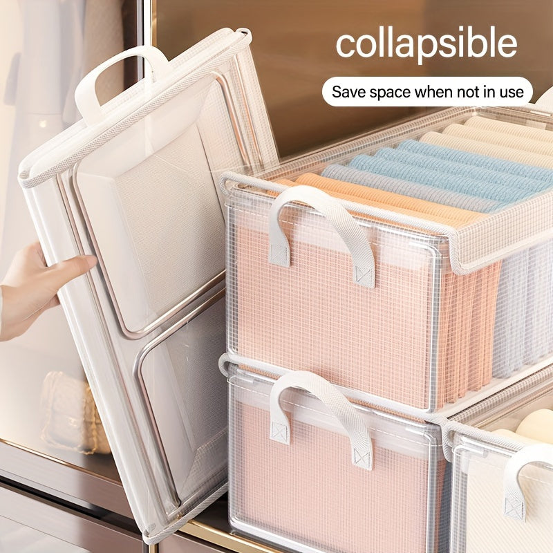 A Set of 5pcs Foldable Bed Bottom Storage Box with Lid - Durable Clothing Container with Detachable Lining, Stackable High Quality, Suitable for Pants, T-shirts, Socks, and Accessories