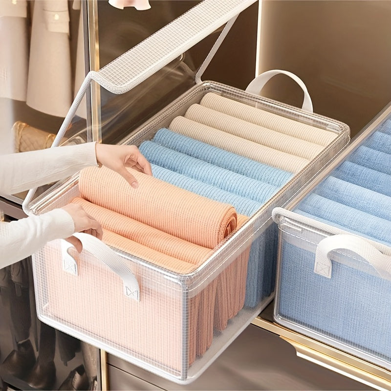 A Set of 5pcs Foldable Bed Bottom Storage Box with Lid - Durable Clothing Container with Detachable Lining, Stackable High Quality, Suitable for Pants, T-shirts, Socks, and Accessories