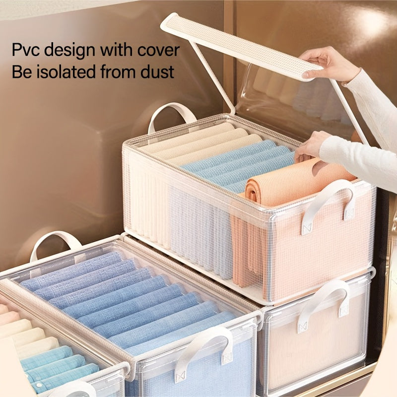 A Set of 5pcs Foldable Bed Bottom Storage Box with Lid - Durable Clothing Container with Detachable Lining, Stackable High Quality, Suitable for Pants, T-shirts, Socks, and Accessories