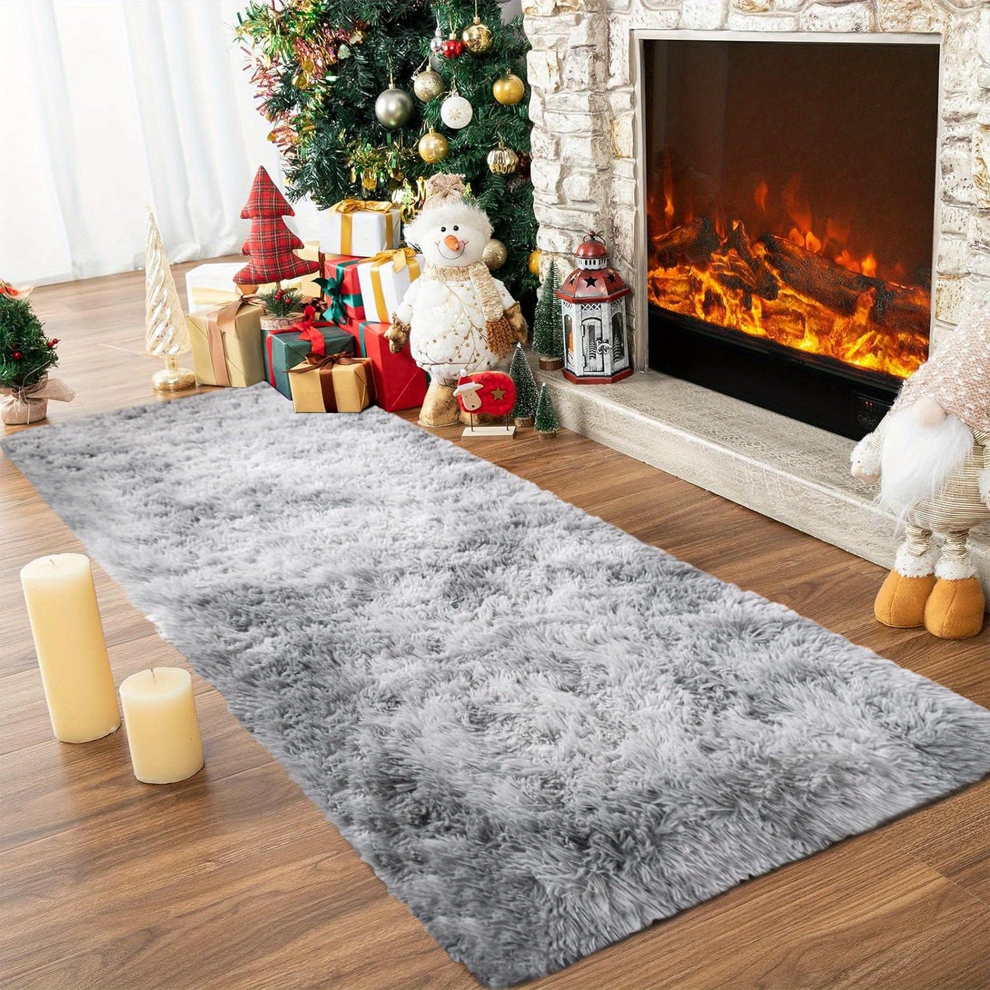 1pc Soft Shaggy Runner Rug for Bedroom, 2x6 Feet Indoor Modern Fluffy Area Rugs Fuzzy Carpet for Hallway Bedside, Easy to Clean, Upgrade Non-Slip Shag Plush Rug for Dorm Living Room, Winter indoor flooring, Heating Next to th