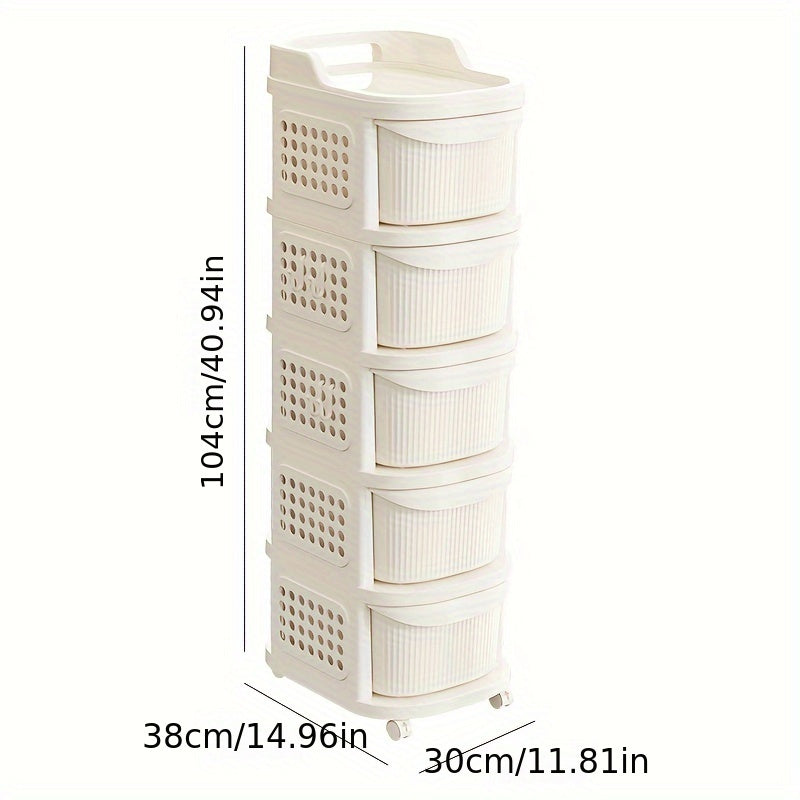[ZHOHO Polypropylene Storage Cart] ZHOHO 1pc Polypropylene Rectangular Storage Organizer Cart - Multipurpose Non-Waterproof Cabinet with Wheels - Ideal for Kitchen, Living Room, Snacks, Toys, Christmas & Halloween Decor
