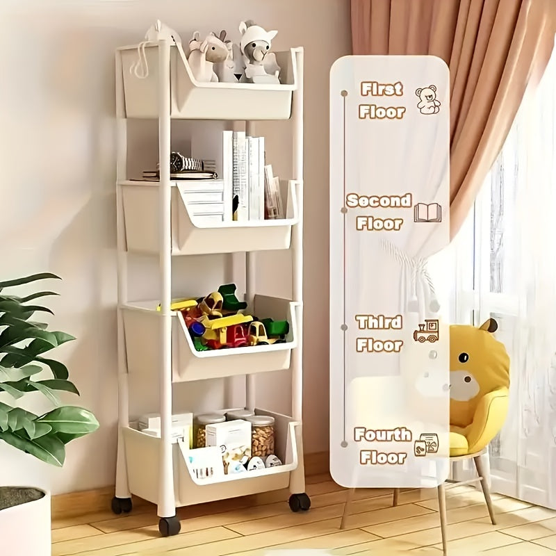 5/3 Layer White Storage Shelf, Wheeled Mobile Rack, Suitable For Living Room, Bedroom, Dormitory, Office, Garage Space, Best Storage Shelf For Rack, Standing Shelf