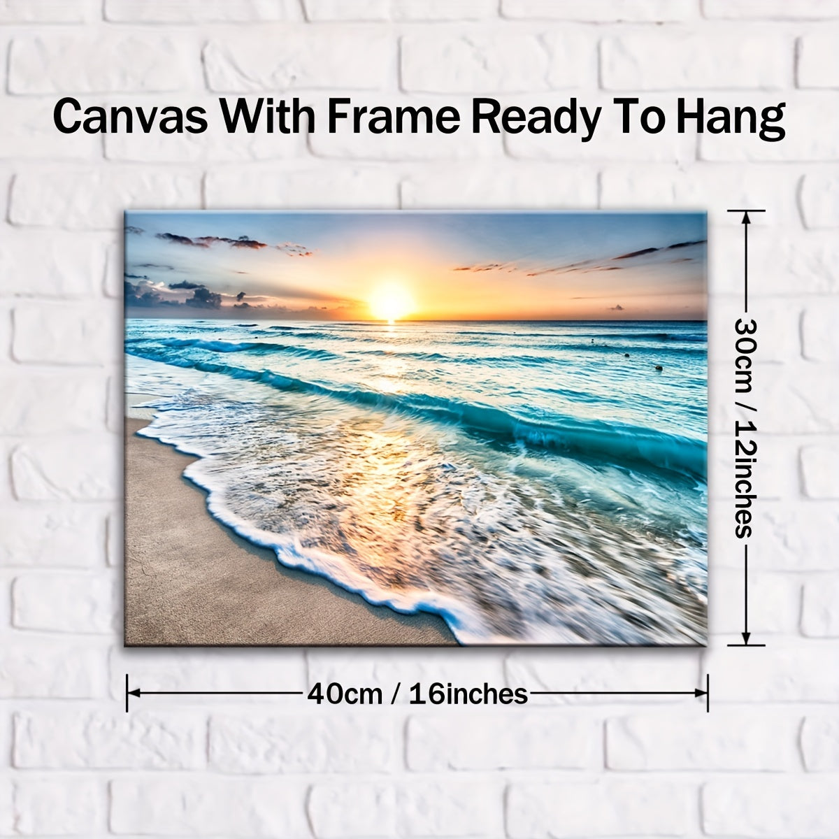 1pc Sunset by the Sea Canvas Art Print with Wooden Frame - Vibrant Ocean Sunset Wall Decor for Living Room, Bedroom, Kitchen, or Bar - Waterproof, High-Quality Ink on Canvas, Perfect for Modern Home Decoration, Beach Theme De