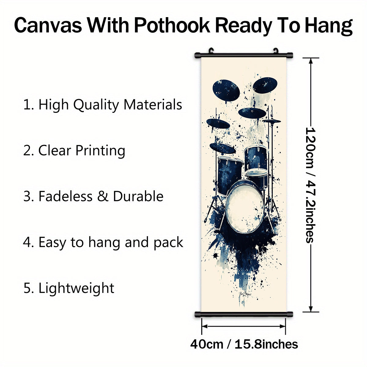 - Set of 3 Black Musical Instrument Canvas Scroll Art - Music Themed Poster for Living Room, Bedroom, Dining Room, Garage, Office, Cafe, Bar, Patio Wall Art - Indoor/ Outdoor Wall Decoration, Waterproof, Odorless, Artwork