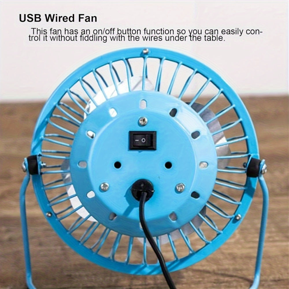 [Quiet Desk Fan] Ultra-Quiet 4-Inch USB Desk Fan | 360° Rotating, Metal Frame, Compact Design, On/Off Button, Ideal for Office, Bedroom, Dorm