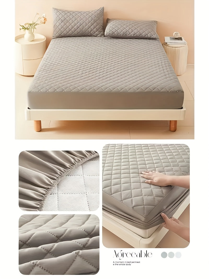 1pc Cooling Waterproof Mattress Protector, Cool And Comfortable, Layered Fitted Sheet, Solid Color Bedding Design, Can Be Used As A Separate Bedspread, 9-15 Inches Deep Pocket, Reusable Nursing Pads, Ideal for Bedroom, Guest