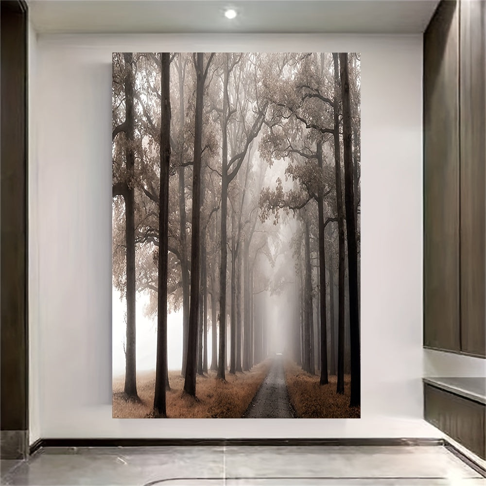 [Monochromatic Wall Art] High-Definition Monochromatic Misty Forest Canvas Wall Art | Unframed Vertical Print of Tall Trees Landscape, Perfect for Living Room, Bedroom, or Home Office Decor