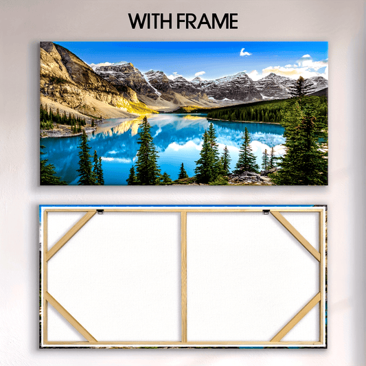 2D Flat, [2D FLAT] 1pc Wooden Framed Canvas, Snowy Mountains Forests Lakes, Landscape Posters, Art for Home Decoration, Pattern Wall Art Decor, for Living Room, Bedroom, Office, Restaurant, Bar Wall Decor, Waterproof, Odorles