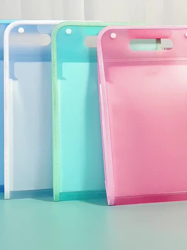 13-Layer A4 Clip Accordion File Folder, Handheld PP Material, Contemporary Style, Student Document Organizer with Free Classification Stickers, Examination Bag