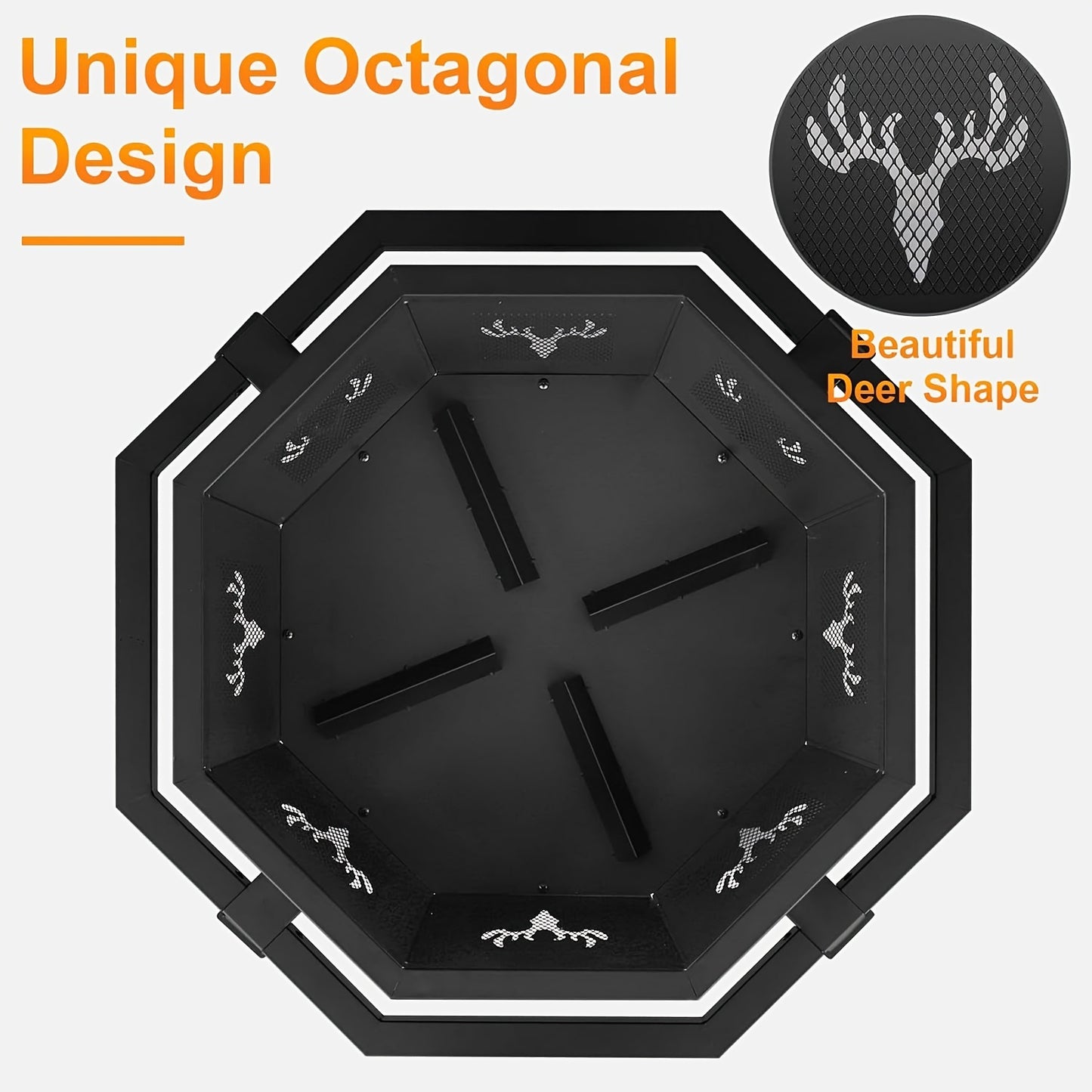 [Octagonal Wood Burning Fire Pit] 35 Inch Octagonal Wood Burning Fire Pit - Outdoor Bonfire Firepit for Camping, Backyard, Patio