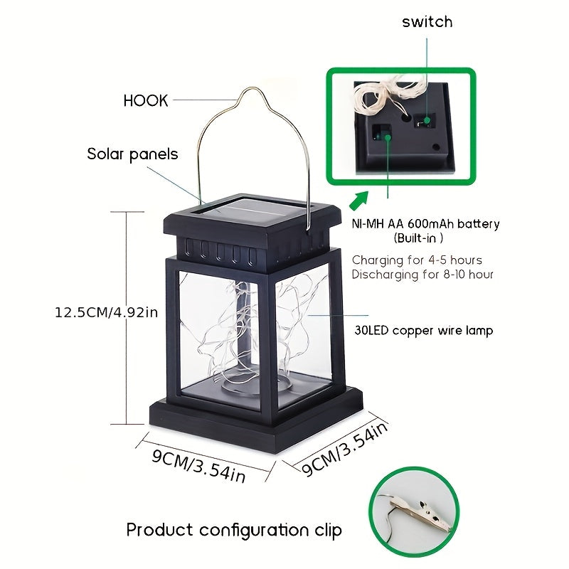 4-Pack Solar Lantern Lights, Outside Hanging Solar Lights With 30 Warm LEDs, Solar-Powered Garden Lights, Auto On/Off, IP65 Waterproof For RV, Camping, Yards, Perfect For Christmas, Halloween