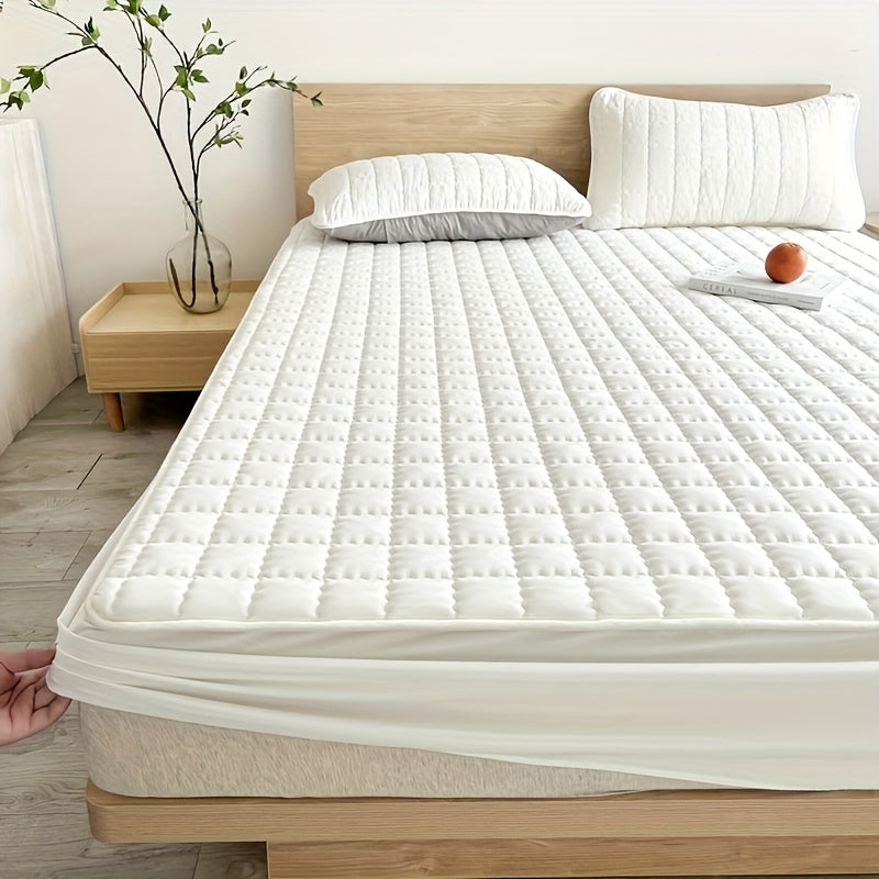 1pc Cooling Waterproof Mattress Protector - Deep Pocket (9-15"), Cooling Technology, Fits Most Mattresses - Machine Washable Bedspread Alternative - Ideal for Home, Hotels, Guest Rooms - Available in White, Light Blue, Navy,