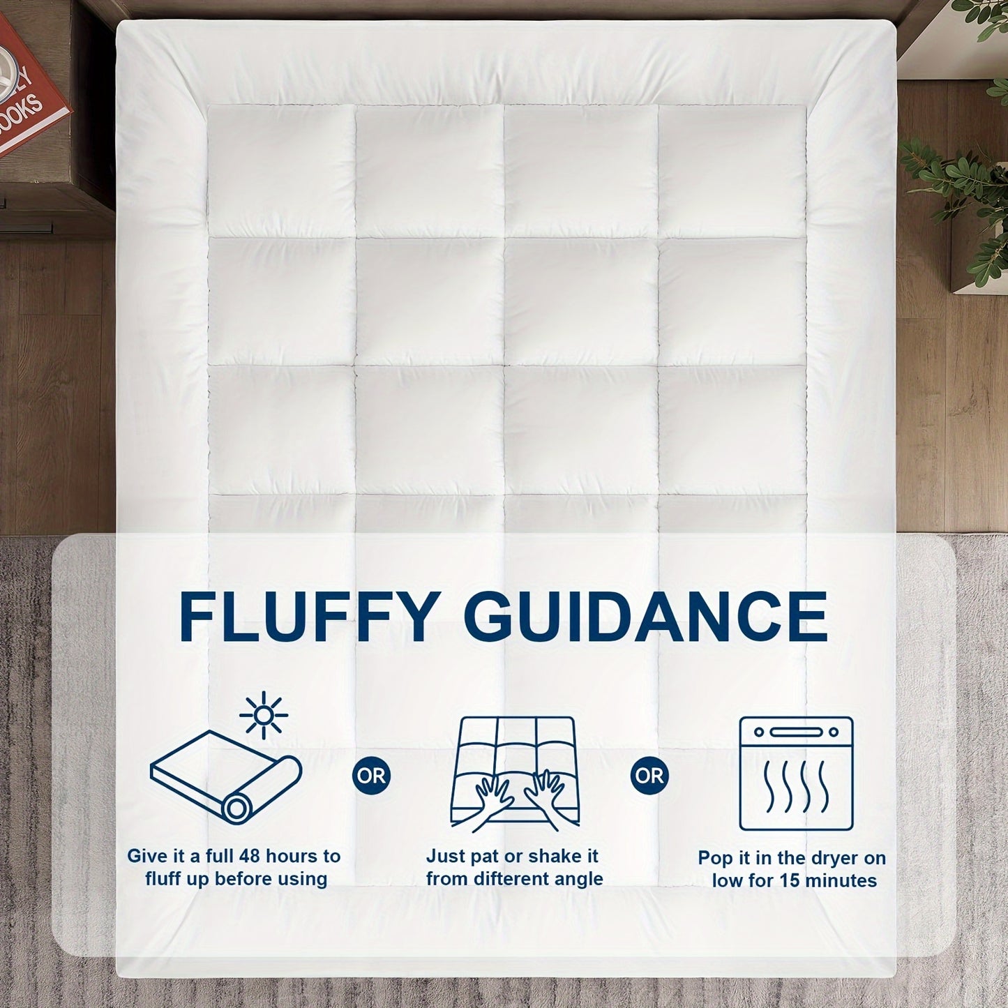 1-pack Extra-thick, Breathable, Ultra-soft 1000 GSM, Feather Alternative-fill Mattress Protector (8-21-inch Deep Pockets), Comfort Support Back Mattress Cover (54x75 Inches, White)