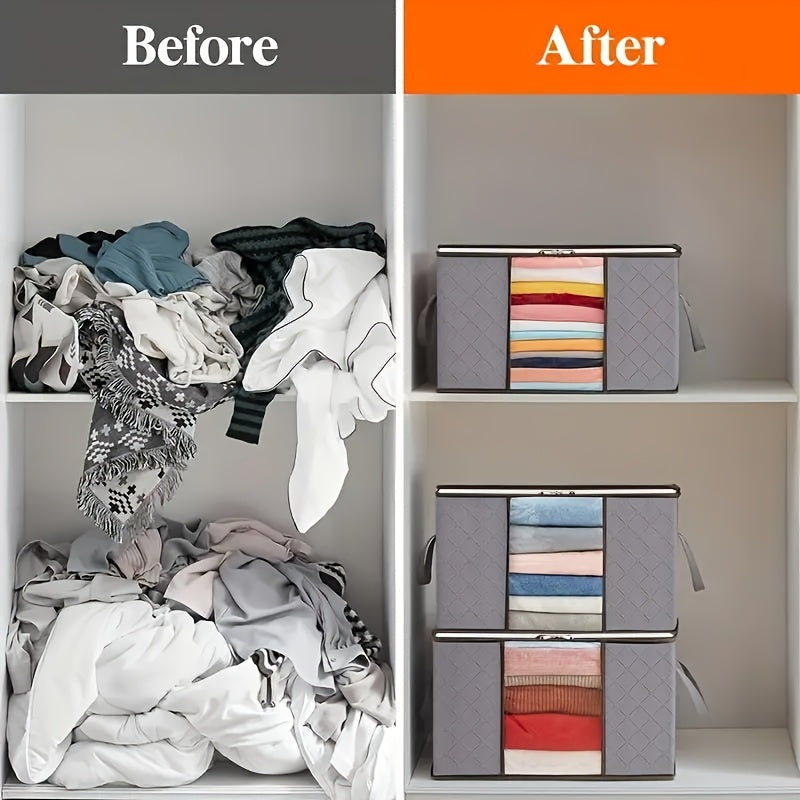 [Buy 3 Get 3 Free, Storage Bags] 6-Pack Extra Large Gallon Storage Bags with Heavy-Duty Handles | Durable Nylon Foldable Organizers for Clothes, Blankets, Bedding, Pillows & Toys, Space-Saving Grey Storage Solutions for Home,