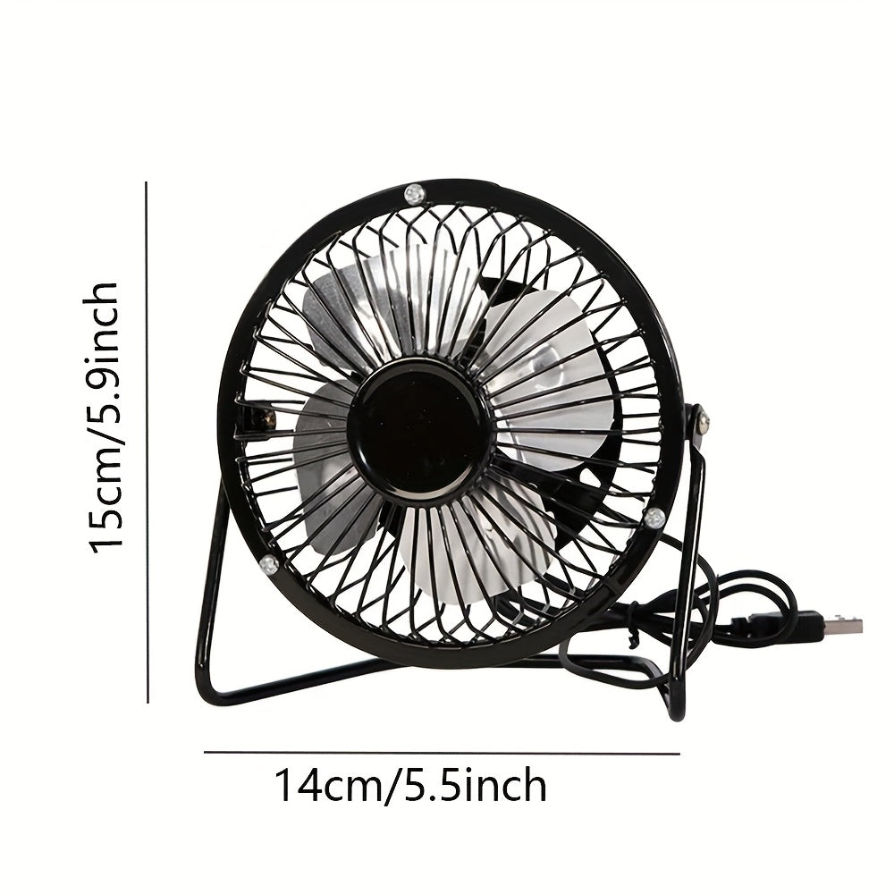 [Quiet Desk Fan] Ultra-Quiet 4-Inch USB Desk Fan | 360° Rotating, Metal Frame, Compact Design, On/Off Button, Ideal for Office, Bedroom, Dorm